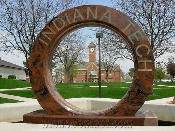 Red Granite Fountain, Water Feature, Stone Ring fountain