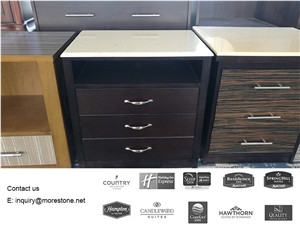 Hotel Guestroom Nightstand Quartz Stone Surface