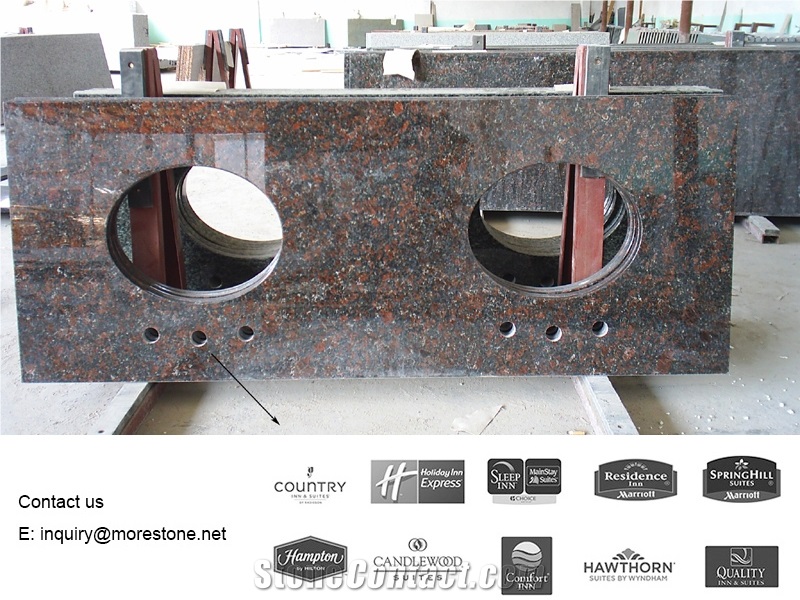 Granite Tan Brown Double Sink Bath Vanity top