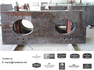 Granite Tan Brown Double Sink Bath Vanity top