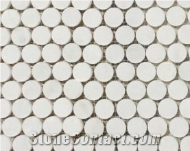 Crystallized Glass Thassos Herringbone Mosaic Tile