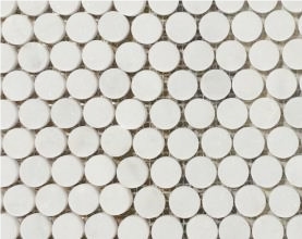 Crystallized Glass Thassos Herringbone Mosaic Tile
