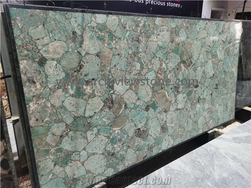 Amozon Green Semiprecious Stone Backlit Slabs