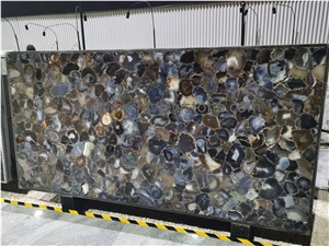 Brown Agate Semiprecious Stone Backlit GemstoneSlabs