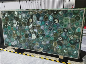 Green Agate Semiprecious Stone Backlit Gemstone Slabs