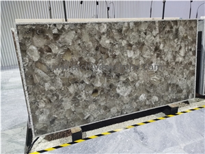 Smoky Grey Crystal Gemstone Slab Semiprecious Stone