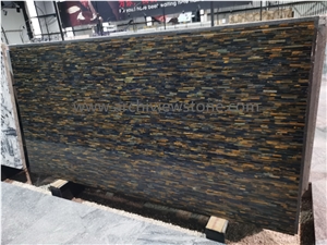 Tiger Eye Yellow Gemstone Semiprecious Stone Backlit Slab