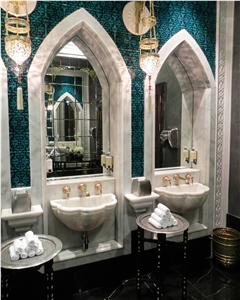Arcobaleno White Marble Bathroom Sink