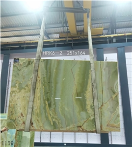 Afghan Green Onyx Slab Wall Floor Tiles Bookmatched Used