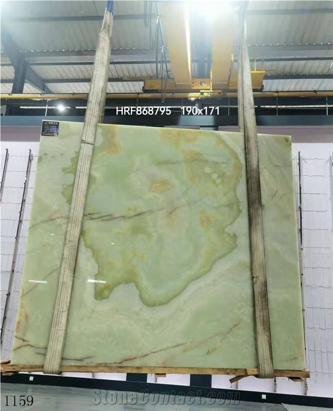 Afghan Green Onyx Slab Wall Floor Tiles Bookmatched Used