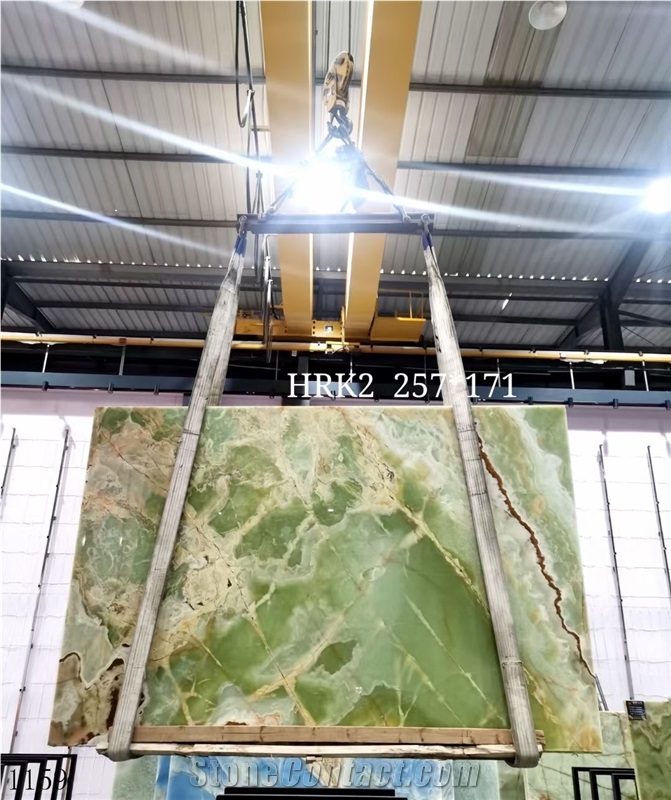 Afghan Green Onyx Slab Wall Floor Tiles Bookmatched Used