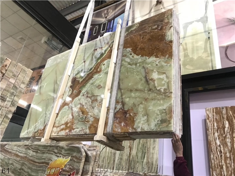 Ancient Green Onyx Wooden Jade Vein Multicolor Pakistan slab