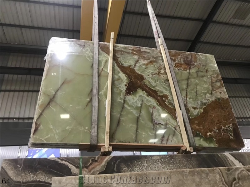 Ancient Green Onyx Wooden Jade Vein Multicolor Pakistan slab
