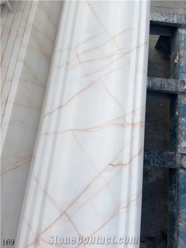 Red Line White Jade Marble Spider in China stone market slab