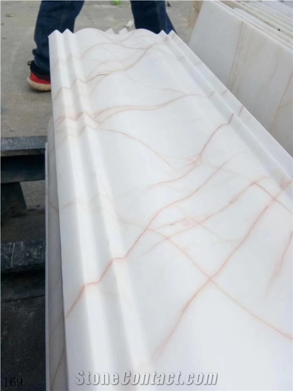 Red Line White Jade Marble Spider in China stone market slab