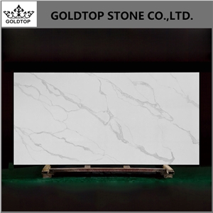 Artificial Calacatta Quartz Bookmatched Slab