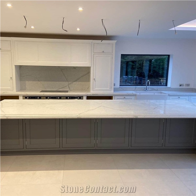 Artificial Calacatta White Bird Quartz Stone 