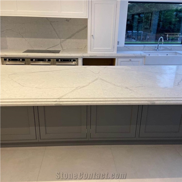Artificial Calacatta White Bird Quartz Stone 
