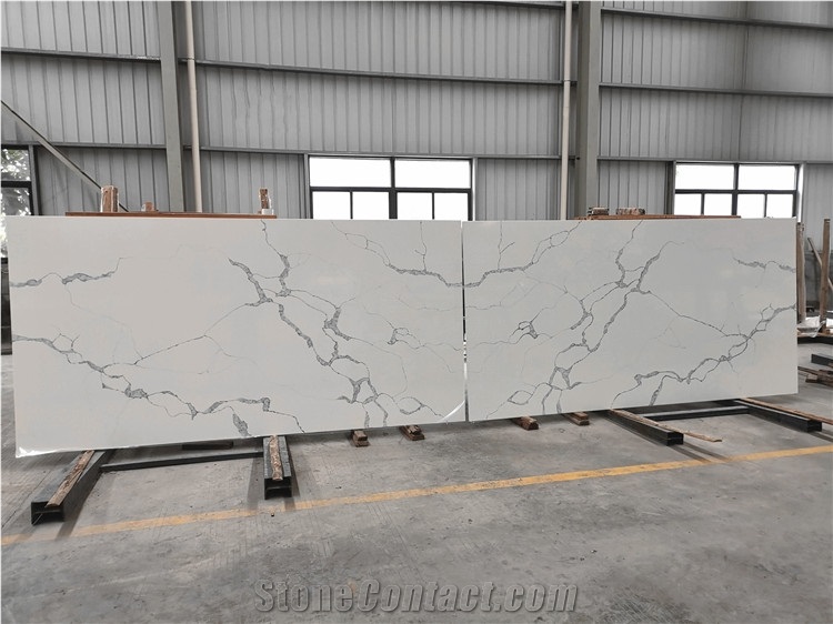 Artificial Quartz Calacatta White Polished Slab Countertops