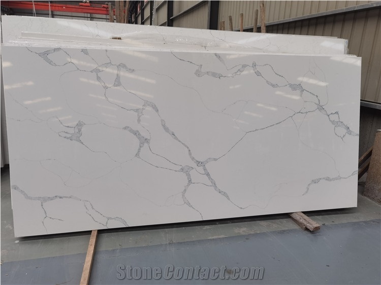 Artificial Quartz Calacatta White Polished Slab Countertops