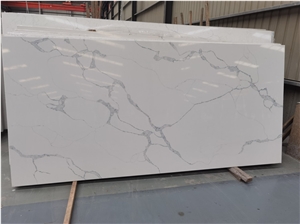 Artificial Quartz Calacatta White Polished Slab Countertops