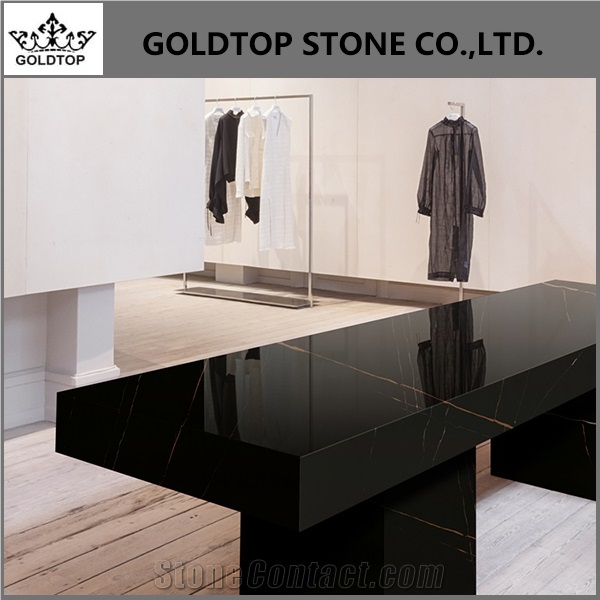 Black Quartz Polished Artificial Stone Commercial Counters