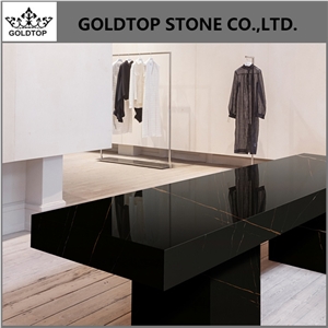 Black Quartz Polished Artificial Stone Commercial Counters