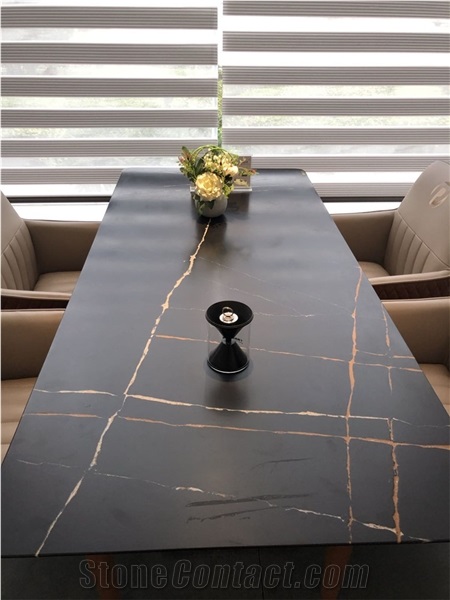 Black Quartz Polished Artificial Stone Commercial Counters