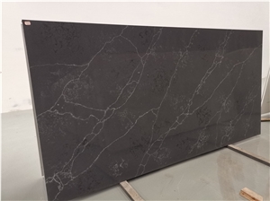 Black Quartz Slab Marble Look Hotel Lobby Hall Decoration 