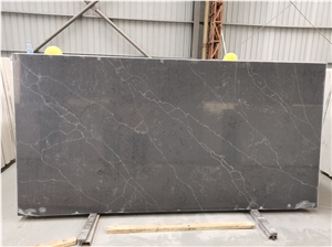 Black Quartz Slab Marble Look Hotel Lobby Hall Decoration 