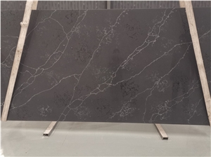 Black Quartz Slab Marble Look Hotel Lobby Hall Decoration 