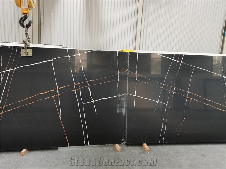 Black Quartz Stone Bathroom Vanity Double Sink Counter Top