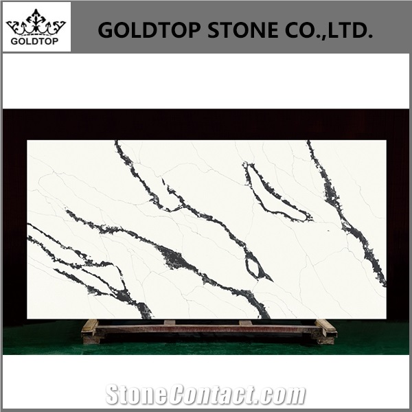 Calacatta Quartz stone Crystal kitchen Slab Real Stone