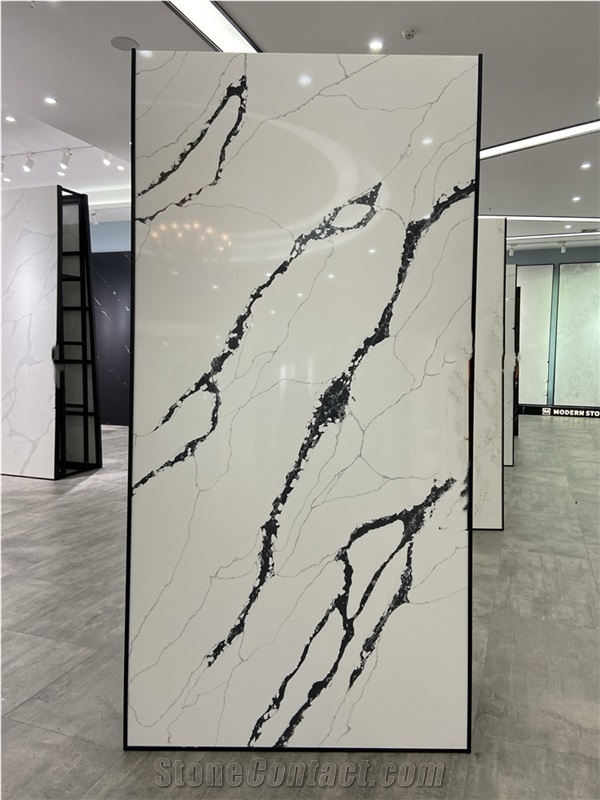 Calacatta Quartz stone Crystal kitchen Slab Real Stone