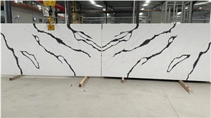 Calacatta Quartz stone Crystal kitchen Slab Real Stone