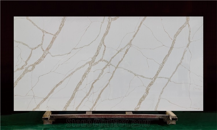 Calcutta Gold Quartz Stone Slabs Quartz Kitchen Slab