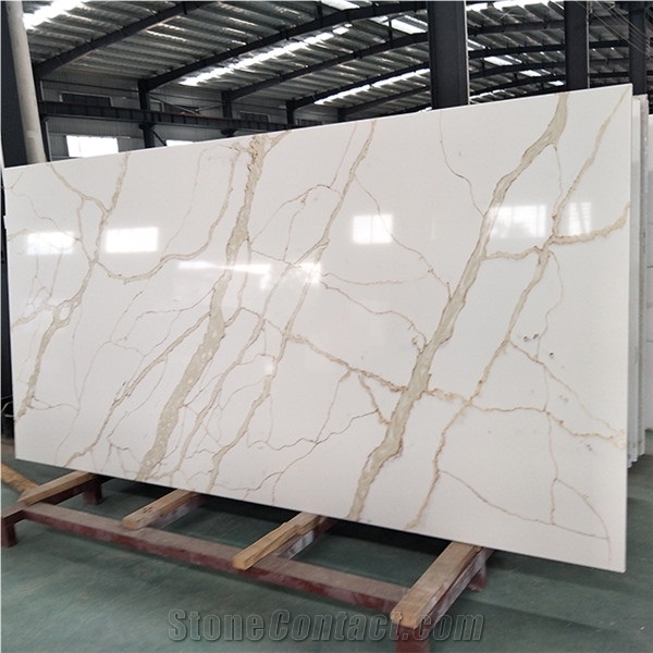 Calcutta Gold Quartz Stone Slabs Quartz Kitchen Slab