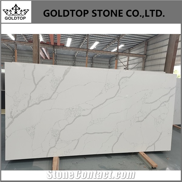 Excelent Calacatta Quartz stone Crystal Slab for Countertop