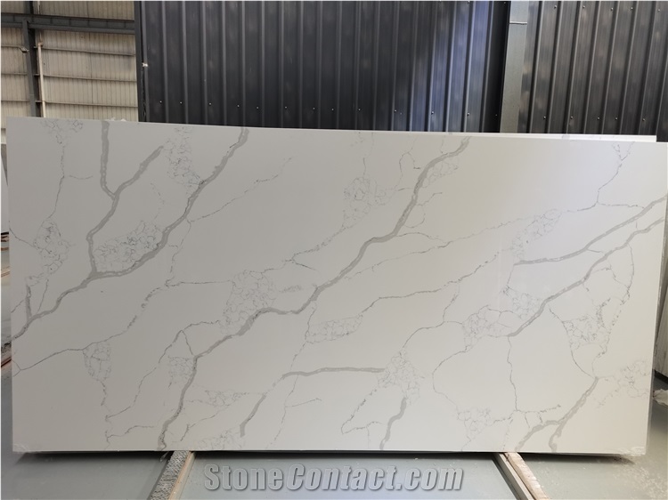 Excelent Calacatta Quartz stone Crystal Slab for Countertop