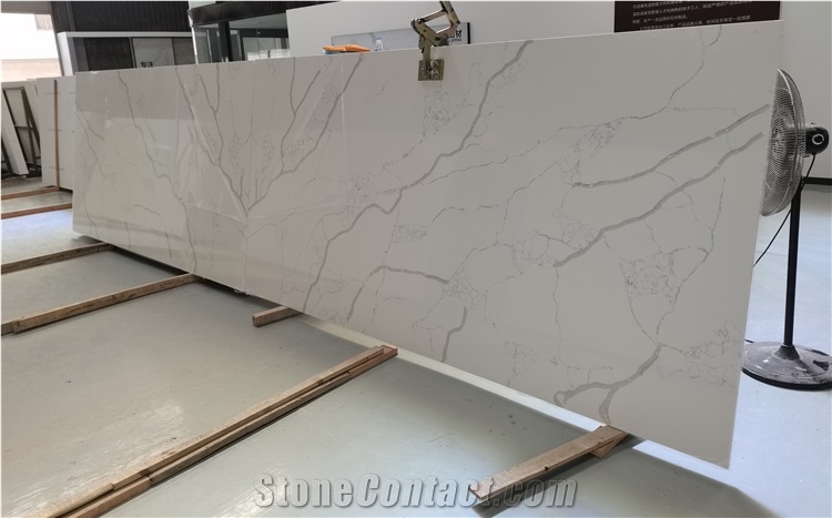 Excelent Calacatta Quartz stone Crystal Slab for Countertop