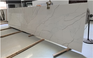 Excelent Calacatta Quartz stone Crystal Slab for Countertop