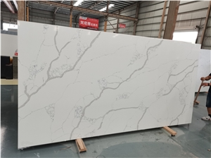 Excelent Calacatta Quartz stone Crystal Slab for Countertop