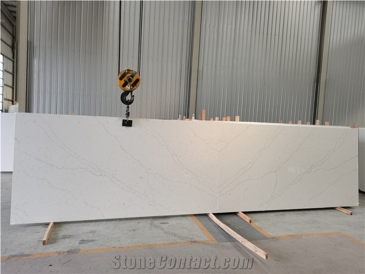 Man Made Quartz Calacatta White Used Widely 
