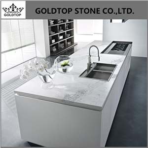 White Quartz Kitchen Polished Counter Top