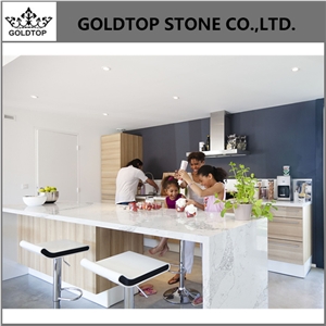White Quartz Stone Polished Island Top Kitchen Decor Pattern White Quartz Stone Polished Island Top Kitchen Decor Pattern