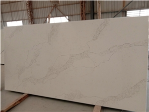 White Quartz Stone Polished Island Top Kitchen Decor Pattern