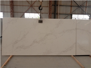 White Quartz Stone Polished Island Top Kitchen Decor Pattern