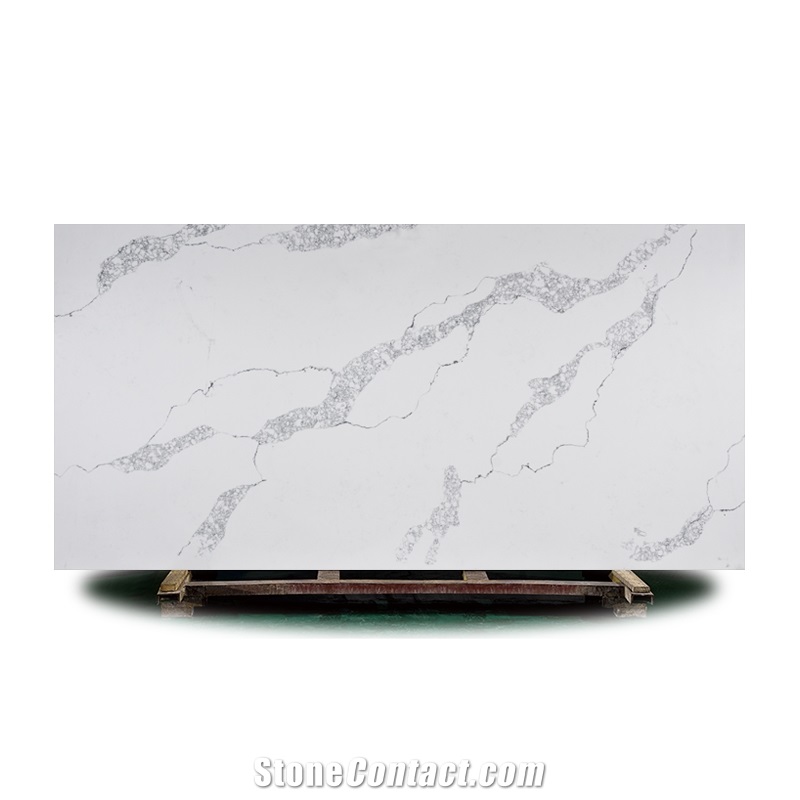 White Quartz Stone Polished Island Top Kitchen Decor Pattern