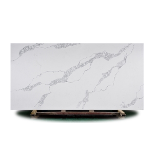 White Quartz Stone Polished Island Top Kitchen Decor Pattern