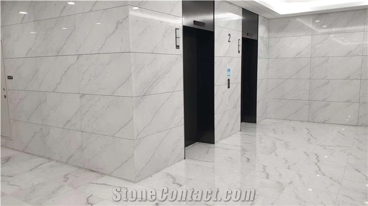 Chinese Marble Flooring White Marble Tiles with Grey Vein
